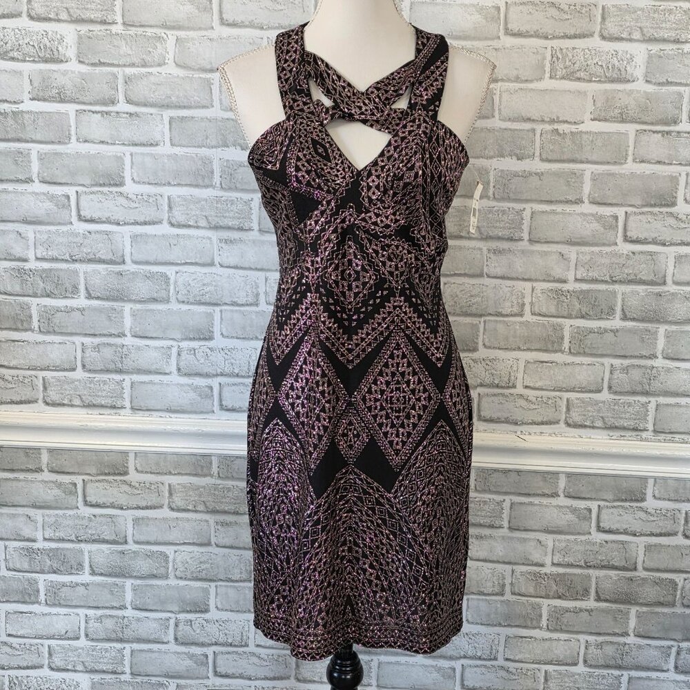 Midnight Doll Geometric Glitter Black Dress NEW Junior 9 Party Prom Dance